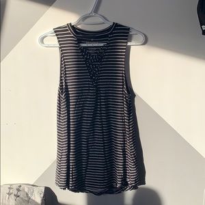 American eagle black and white striped shirt